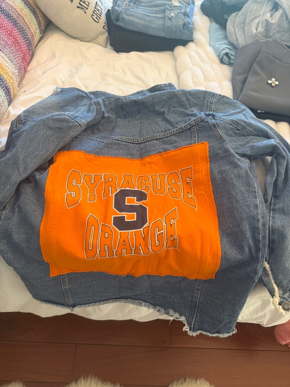H&M Distressed Light Blue Denim Jacket